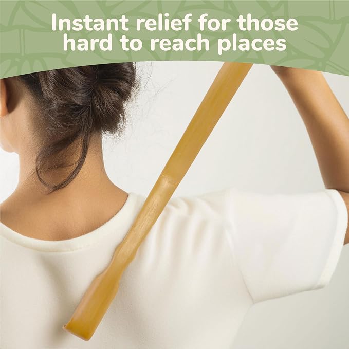 BambooMN 25 Inch Bamboo Wooden Back Scratchers Shoe Horn for Itchy Stress Relief, 20 Units