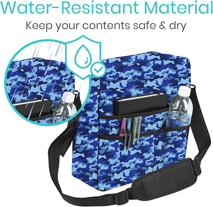 Vive Wheelchair Bag - Machine Washable, Double-Stitched, Water-Resistant Accessory Backpack for Rollators, Wheel Chairs, Walkers - Pouch with XL Pockets & Straps for Quick Installation