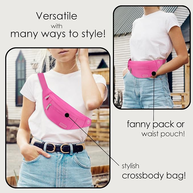 MAXTOP Fanny Packs for Women Mom Rose Red Belt Bag with 4-Zipper Pockets | Adjustable Strap,Key Chain,Waist Pouch Belt Bag for Gym Workout Running Travelling Hiking Dog Walking