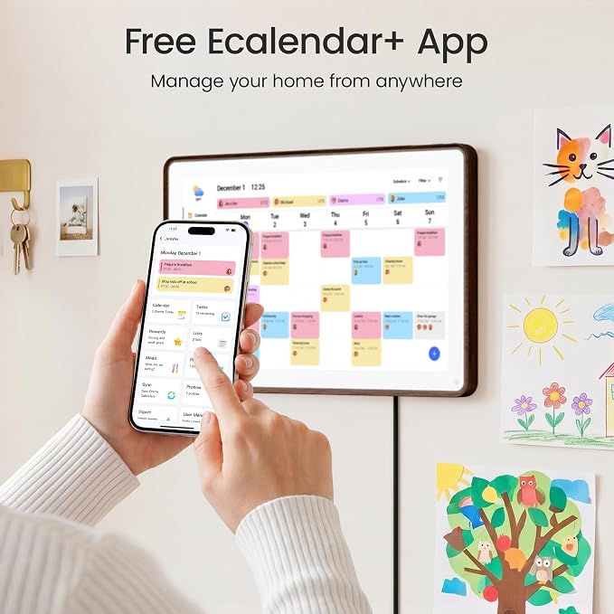 Dragon Touch Digital Calendar 15.6-inch, Electronic Wall Calendar with Interactive Touch Screen, Smart Family/Home Gift for Schedule Reminders, Task Rewards, Chort Chart and Digital Picture Frame