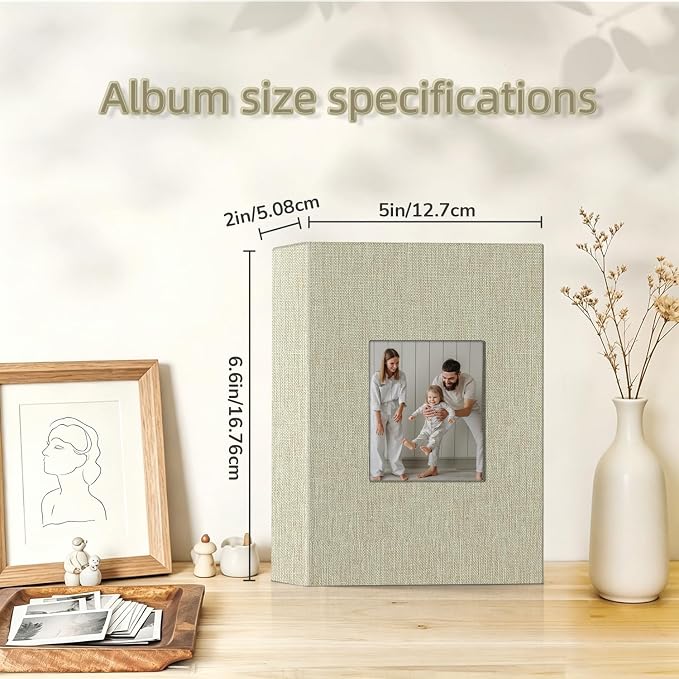 popotop Photo Album 4x6-100 Photos Photo Books with 100 Vertical Pockets,Linen Cover Albums for Family Wedding Anniversary Baby Vacation Pictures