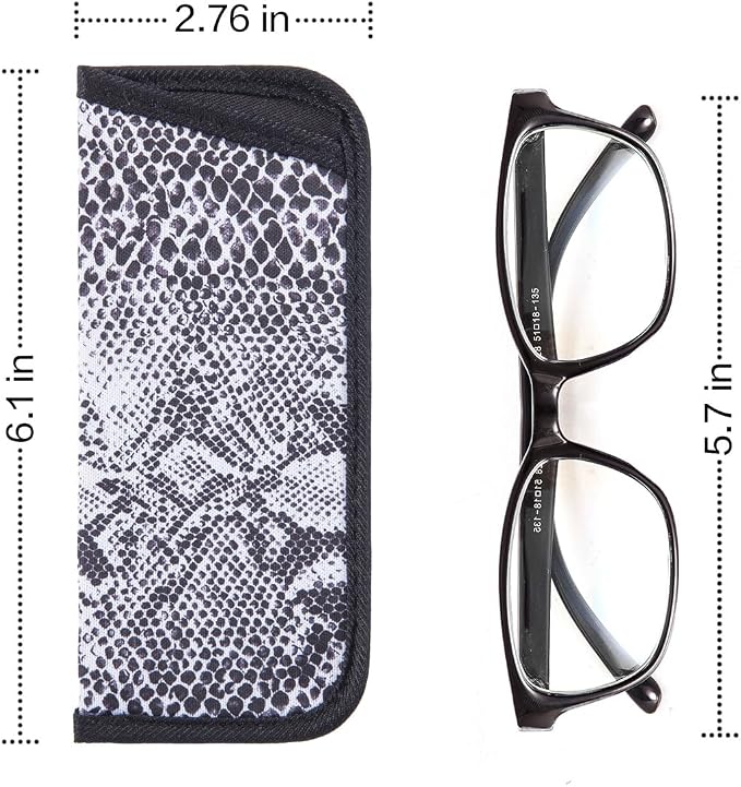 TRIUMPH VISION Reading Glasses Pouch Eyeglass Sleeve Soft Case Slim 3 Pack | Alternative to Bulky Case Lightweight，Neoprene Lined Padded Protect Optical lens Slip in, Cute Pattern Portable for Daily Use