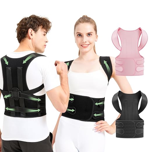 Posture Corrector for Women and Men, Back Straightener Posture Brace for Pain Relief, Back Belt Support with Adjustable Shoulder Straps and Height for Scoliosis Hunchback