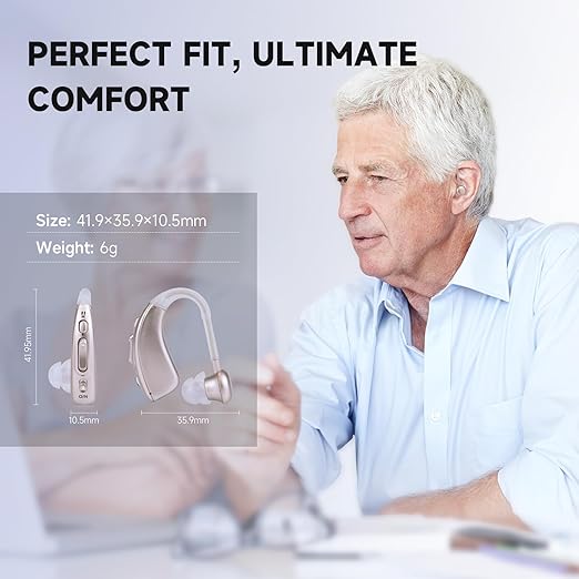 Compact, portable noise-canceling Hearing Amplifier, rechargeable, delivers clear all-around sound（Silver）