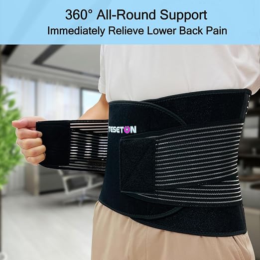 TESETON Back Brace for Men and Women,Back Support Belt for Lifting at Work,Relief from Sciatica, Herniated Disc, Scoliosis,Lumbar Support for Lower back,Breathable Mesh 02 Black-XXXL