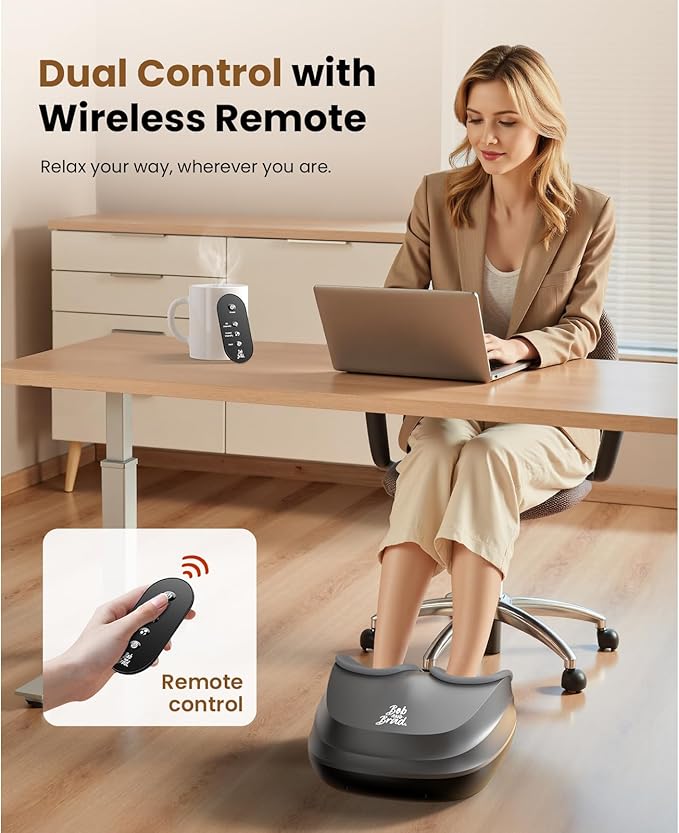BOB AND BRAD Shiatsu Foot Massager with Heat and Remote, FSA Deep Kneading Electric Feet Massager Machine for Plantar Fasciitis, Fits US Size 12, HSA Eligible