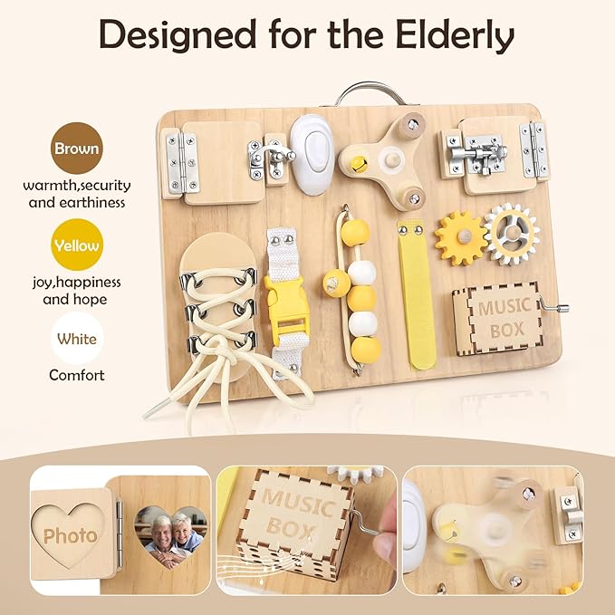 Joyreal Fidget Busy Board for Adults with Dementia,Engaging Alzheimers Products & Dementia Activities for Seniors,Assistance Products Elderly Patients - Gift Toys for People with Alzheimers