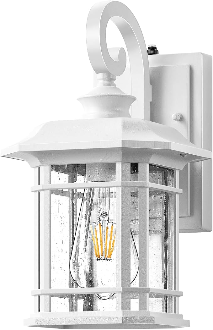 VIANIS White Outdoor Wall Lights, Dusk to Dawn Outdoor Light Fixture, 100% Aluminum Exterior Lighting Fixtures for House, Porch, Garden, Doorway, Waterproof