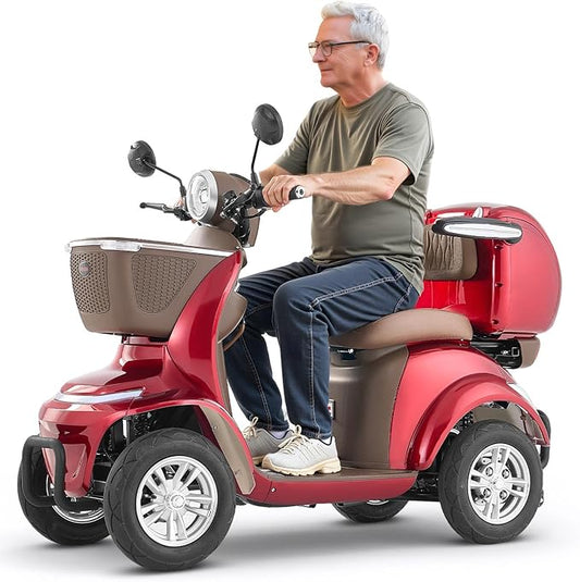 VEVOR Heavy Duty 4-Wheel Mobility Scooter, Powerful 1000W Brushless Motor, 500 lbs Capacity, 21.5 Miles Long Range, All Terrain Mobility Scooter with Lockable Trunk for Seniors & Adults