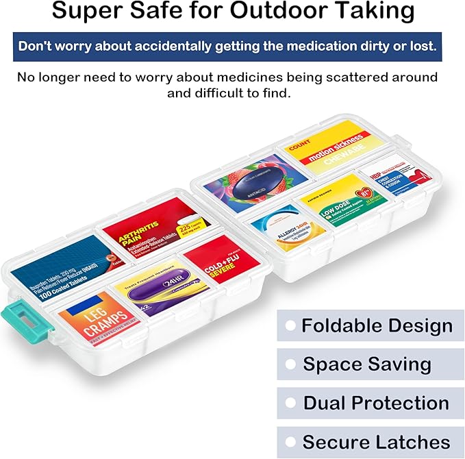 2026 New Extra Large Pill Box with Medicine Labels Travel Essentials Daily Med Container Mini Medication Organizer Storage Organizer Case 7 Day Pill Organizer(White)