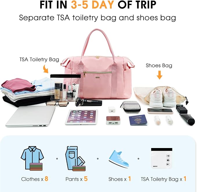 WANDF For Spirit Airlines Personal Item Bag 18x14x8 Underseat with Wet Pocket & Shoe Compartment & Tsa Approved Toiletry Bag