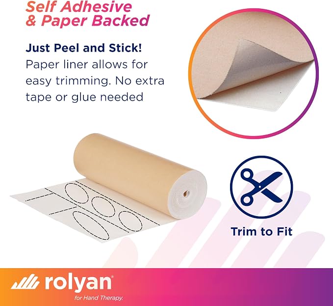 Rolyan Non-Latex Moleskin Roll, 12" x 5 yards, Beige, Padding with Paper Backed Adhesive, Cut to Fit for Splints, Braces, and Casts, Soft Flexible Tape for Blister Prevention & Skin Protection