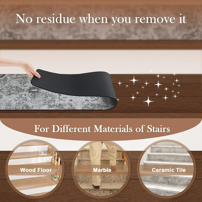 OJIA Stair Treads Non Slip Stair Runners for Wooden Steps Indoor 15PCS | 8"x30" Rubber Backing Carpet Stair Treads for Wood Stairs Staircase Step Treads for Kids & Dogs, Stair Covers Safety Mats