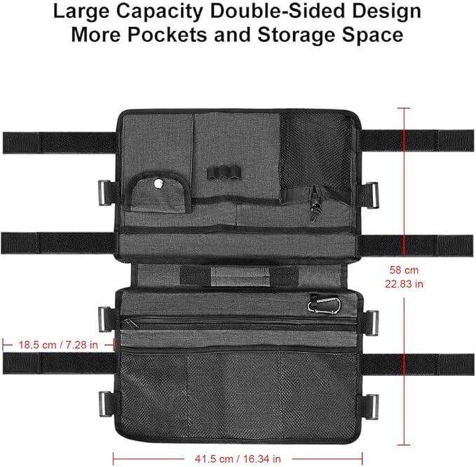 supregear Walker Bag, Seniors Storage Caddy Accessory (Double Sided), Attachment Basket for Folding Walkers, Large Capacity Waterproof Carrier Tote with 9 Pockets and Cup Holder