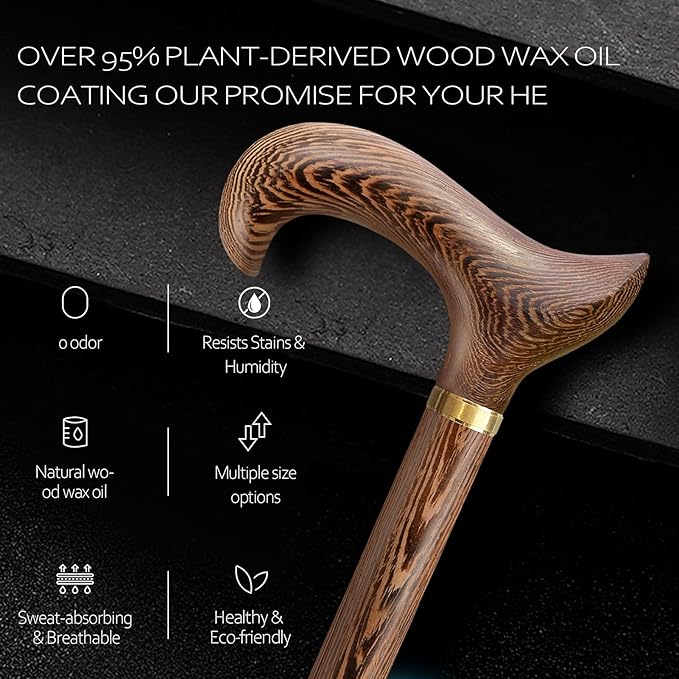 Walking Cane, Available in Multiple Inches Wooden Cane Support up to 500 Lbs, Suitable for Fancy Wooden Walking Cane for Men and Women with Extreme Demands