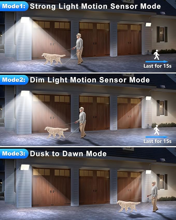 Gusicil Solar Lights for Outside, Motion Sensor Outdoor Lights, 4 Pack | 3 Modes Split Motion Sensor, Remote Control, Waterproof IP65, For Yard, Patio, Garden, Garage