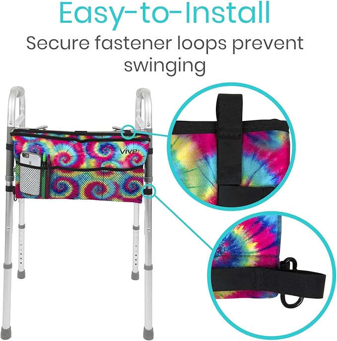 Vive Walker Bag - Accessories Wheelchair Basket Pouch (Water Resistant) - Seniors Caddy Accessory Attachment for Folding, Rolling Walkers - Carry Storage Carrier Tote - Lightweight, Universal Size