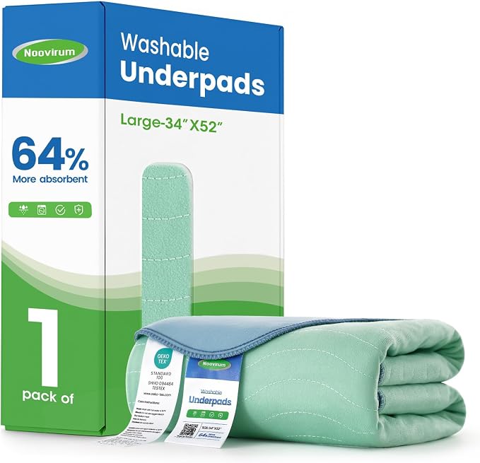 Chuck Pads Washable - 34"x52"(Pack of 1) - Reusable Bed Underpads for Adults - Chux Pads for Incontinence - Heavy Absorbency Waterproof Mattress Protector for Elderly, Bedwetting, Postpartum