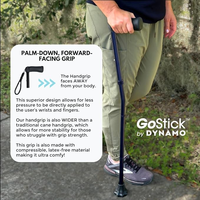 Dynamo GoStick Folding Cane - The Best Cane Ever - Designed for Stability and Balance - Folding and Adjustable Walking Cane, Heavy Duty, Travel-Friendly and Stylish - Men & Women