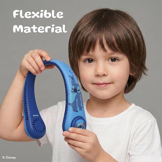 Disney Lilo and Stitch Portable Neck Fan| Bladeless Hands-Free Fan with 5 Speeds, Rechargeable Wearable Cooling Fan for Travel & Summer| Lightweight Personal Fan, Stitch Gifts for Women, all Fans