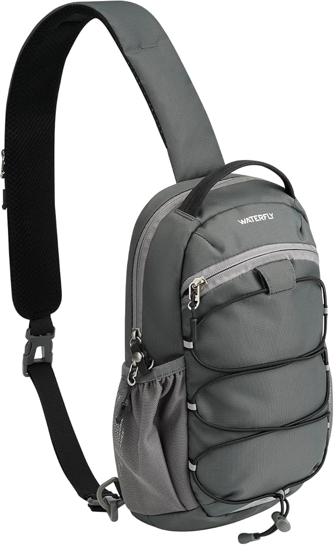 WATERFLY RFID Anti Theft Sling Bag: Small Crossbody Travel Hiking Daypacks | RFID pocket,Multi-compartment pocket,Water-resistant,Adjustable shoulder strap with card pocket,Lightweight nylon