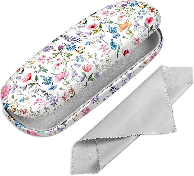 FINTIE Hard Shell Eyeglasses Case, Portable Protective Glasses Cover Eyeglass Holder Box with Cleaning Cloth for Men Women