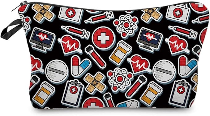Livel lhood Black Medical Supply Cosmetic Bag for Women Cute Makeup Bag for Purse Travel Toiletry Zipper Pouch for Women Gifts Black Medical Supply Makeup Bag for Her