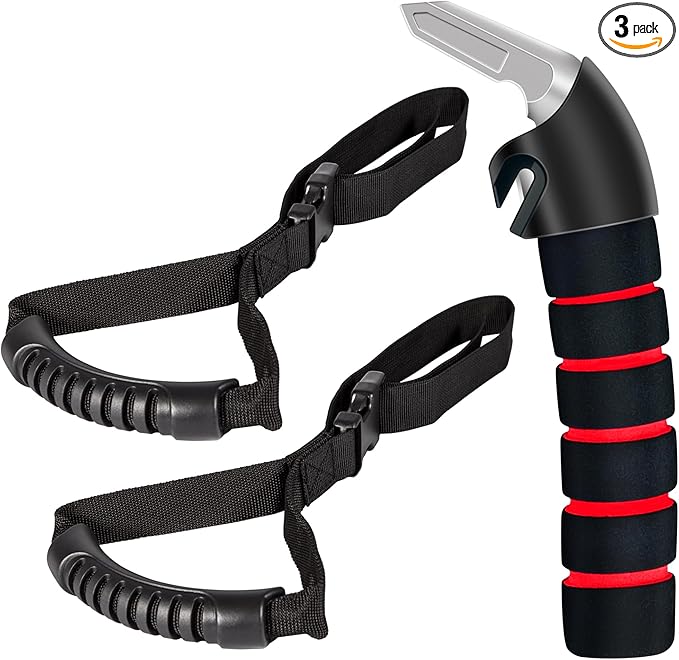 Car Door Handle for Elderly: Portable Car Assist Handle for Elderly & Seniors & Handicap - Auto Multifunction Armrest Portable Bar (1Pack Red and 2Pack Straps)
