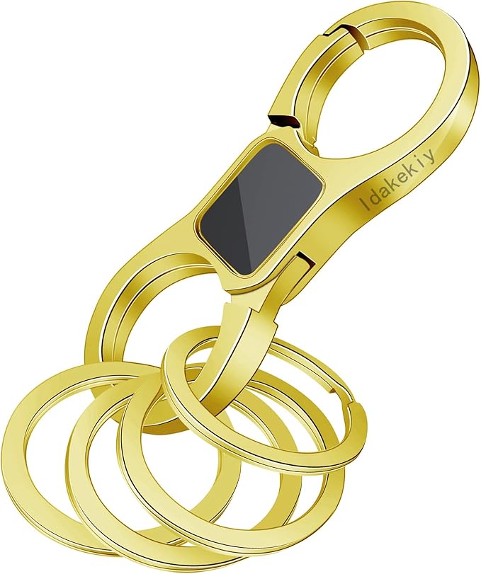 Idakekiy Key Chain Quick Release Spring with 4 Key Rings Heavy Duty Car Keychain Organizer for Men and Women