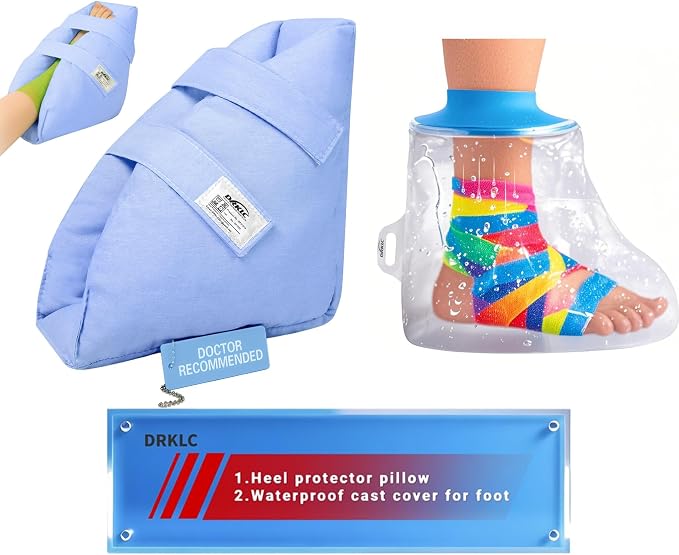 Heel Protector Boot for Pressure Sores with Waterproof Foot Cast Covers for Shower After Surgery. Adjustable Foot Boot for Elderly Bedridden Pressure,Ankle Pillow for Bed, Wheelchairs