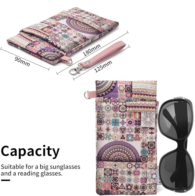 Face Shadow Double Glasses Case Soft Eyeglass Case For Women Men Squeeze Top Sunglasses Case With Cleaning Cloth