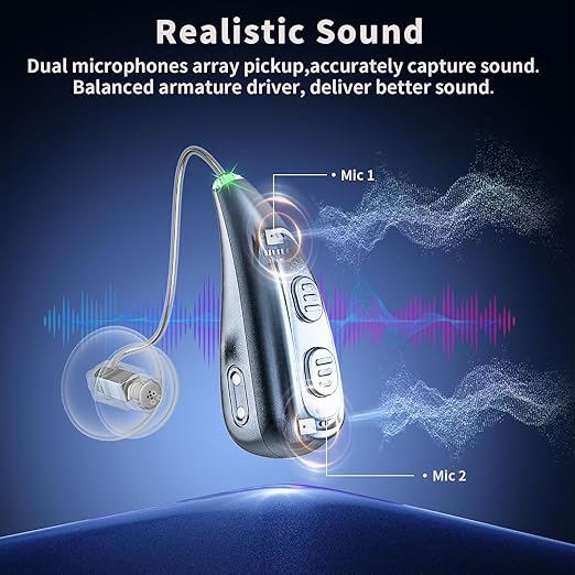 Hearing Aids for Seniors, Hearisay Rechargeable Hearing Amplifiers, 5 Levels of Volume Automatic Digital Noise Cancelling Hearing Aids for Seniors with Super Convenient Charging Case (gray)