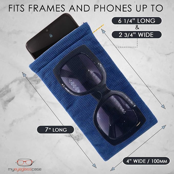 Soft Sunglasses case | Large Glasses Case Holder - Eyeglass Pouch Squeeze Top | Glasses pouch Lightweight Extra Layers