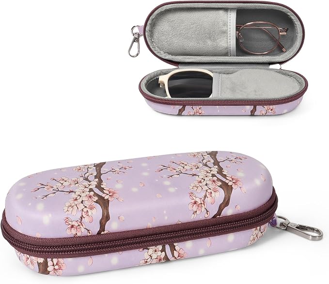 Double Eyeglasses Case, Dual Glasses Sunglasses Organizer with Zipper Closure, Eyewear Storage Box for Men Women Travel