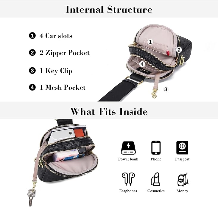 Lightweight Small Crossbody Sling Bag for Women | Mini Travel Purse,Multi-pocket with Card Slots,Durable Vegan Leather,Everyday Carry