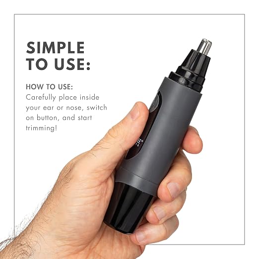 ToiletTree Products Water Resistant Nose and Ear Hair Trimmer with LED Light | Water-resistant grooming trimmer with LED light for nose and ear hair removal, precision detailing, and easy cleanup.