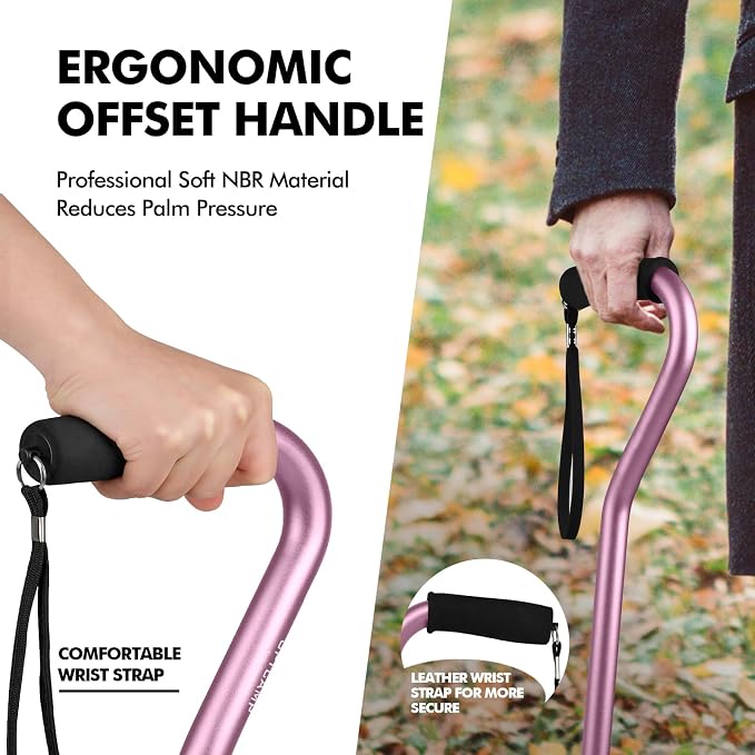 GPTCAMP Walking Cane and Walking Stick for Men Women,Lightweight Folding Canes with Offset Soft Cushioned Handle,Adjustable & Collapsible,Mobility & Leg Surgery Recovery