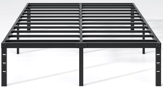 NEW JETO Metal Bed Frame,Full Size Bed Frame with Storage Space,18 Inch | Heavy Duty Sturdy Mattress Foundation,Easy Assembly,No Box Spring Needed, Black