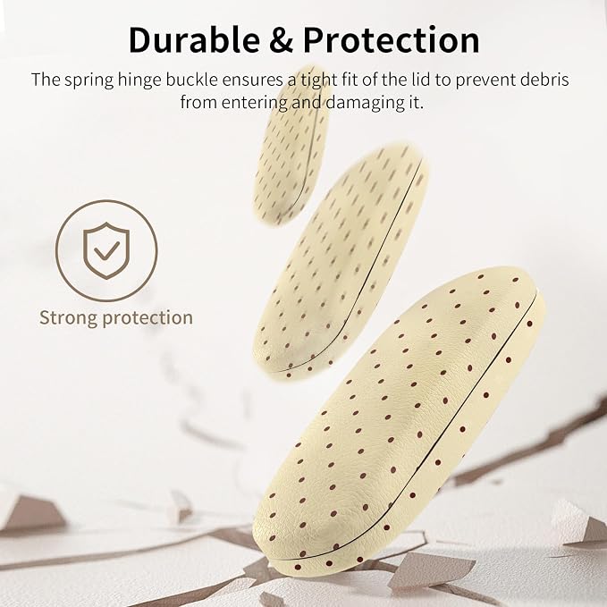 Glasses Case Hard Shell, Cute Sunglasses Case for Women Leather Protective Case for Eyeglass with Cleaning Cloth