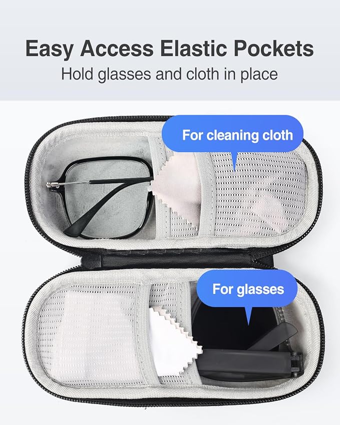 Luxtude Double Glasses Case Hard Shell, Double Eyeglass Case Dual Sunglasses Cases, Travel Sunglasses Organizer for Women Men