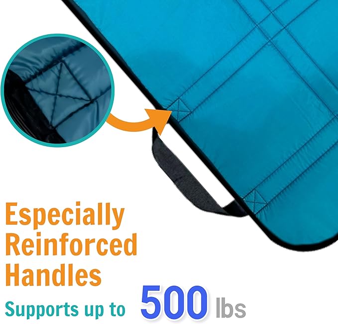 Upgraded 3-Layer Comfort Positioning Bed Pad with Handles Washable Waterproof Transfer Board for Turning Moving Patient Inconvenience Care Transfer Sheet, 48" x 40", Large, Aqua Teal