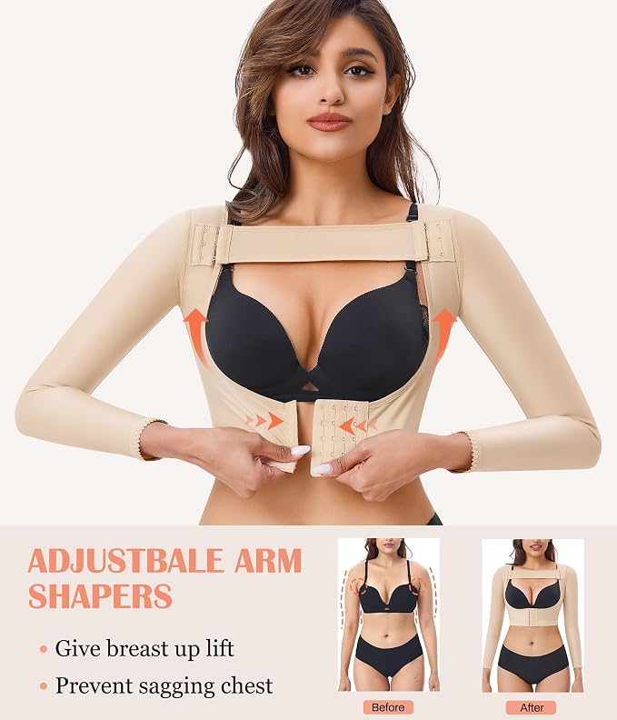 LANCS Women Upper Arm Shaper Post Surgical Compression Sleeves Slimmer Tops | Posture Corrector Vest Shapewear
