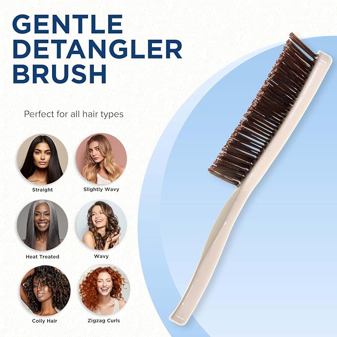 Giorgio GIO1IVY - GIO2IVY Ivory Gentle Touch Detangler Hair Brush for Men Women and Kids. Soft Bristles for Sensitive Scalp. Travel Brush, Wet and Dry for all Hair Types. Scalp Massager Brush