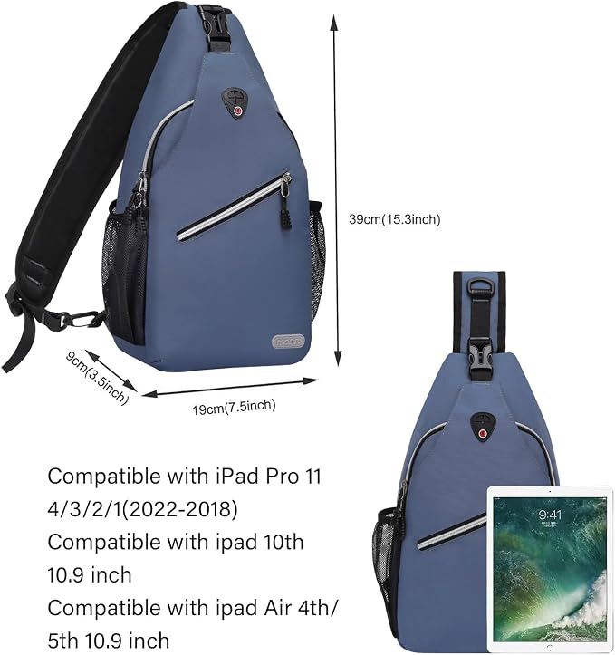 MOSISO Small Sling Bag for Men, Crossbody Shoulder Chest Daypack Bag | Sling Backpack for Casual Travel Hiking