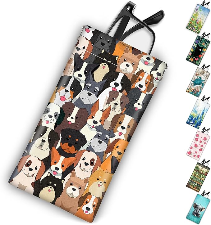 Soft Sunglasses Eyeglass Glasses Case,7x3.5inch Portable PU Leather Squeeze Top Holder Bag Pouch for Women Men