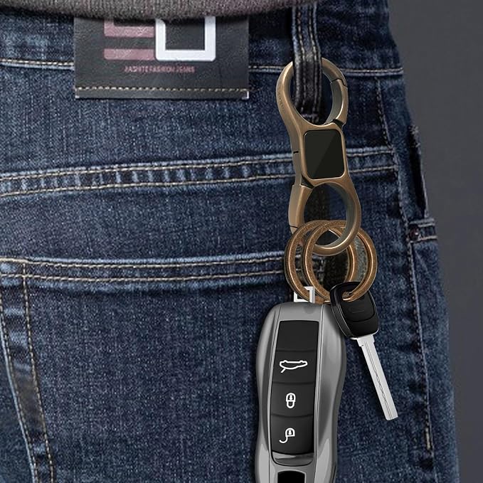Idakekiy Key Chain Quick Release Spring with 4 Key Rings Heavy Duty Car Keychain Organizer for Men and Women