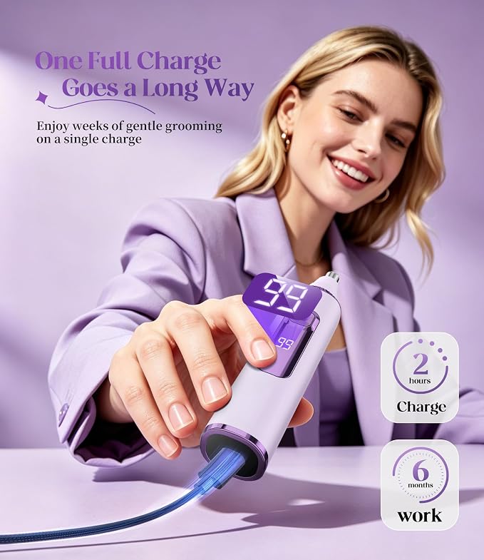 Nose Hair Trimmer for Women, 3-in-1 Painless & Gentle Trimmer for Nose, Eyebrows & Facial Hair, Type-C Rechargeable Precision Groomer with Double-Edged Blades, IPX7 Waterproof - Purple