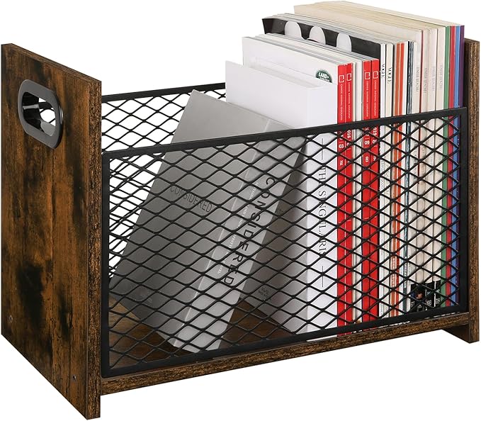 YINMIT Magazine Holder, Magazine Rack for Desktop and Home Office, Farmhouse File Storage Basket for Letters, Magazines, Books, Newspapers (Large)