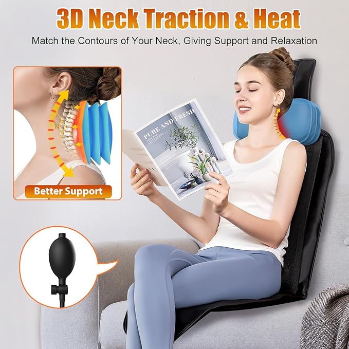 Shiatsu Massage Cushion,Kneading Back Massager with Heat for Full Back,Seat Massager with Neck Support Suitable for Office/Home/Parents/Friends/Christmas