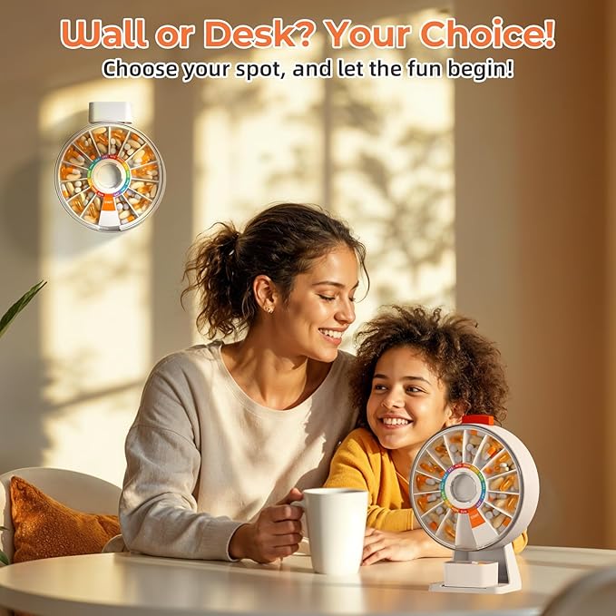 Zoksi Large Fun Pill Dsipenser, Daily Pill Box for 7 or 14 Days, Wall-Mountable or Tabletop Weekly Pill Organizer Hold for Medicine, Vitamin or Supplements, Pill Case with Easy Press Button (White)